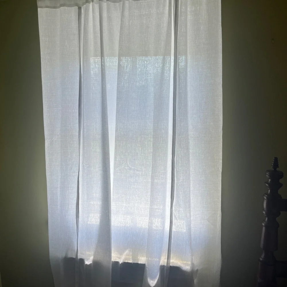 4 White Tie-Up Window Curtain